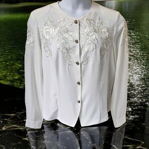 Kathy Cho Women's New Long Sleeve Floral Gold Embroidery Dress Blouse